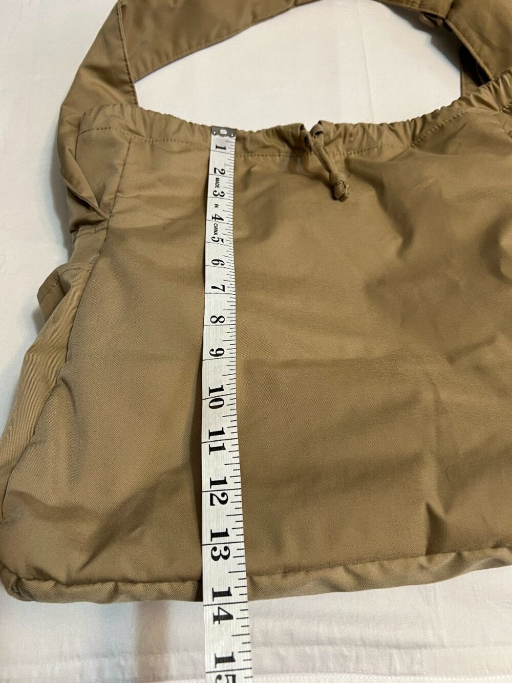 Uniqlo :C Drawstring Shoulder Bag Tan Beige Large Capacity Casual Crossbody - Picture 8 of 10